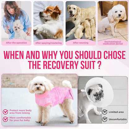 Lukovee Recovery Suit for Dogs, Zipper On Recovery Suit for Female Male Dog, Onesie Abdominal Wounds Cone E-Collar Alternative Prevent Licking Spay Recovery Suit (L, 2TPI)