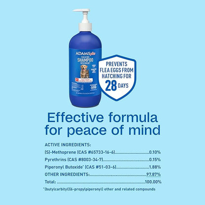 ADAMS Plus Flea & Tick Shampoo with Precor for Dogs, Cats, Puppies & Kittens, Flea Shampoo to Treat Flea Infestations, Kills Ticks, Fleas, Flea Eggs & Lice, Cleans and Conditions Coat, 24 Ounces