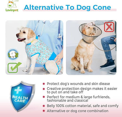 LovinPet Recovery Suit for Dogs: Dog Spay Recovery Suit Female Female & Male Anti-Licking Protection Full Body Coverage for Anti-Shedding