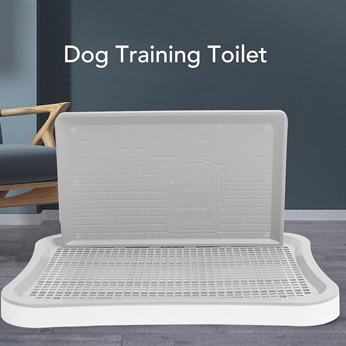 Puppy Pee Pad Holder,Dog Training Toilet with Wall Column Removable Portable Puppy Mesh Training Potty for Large Small Medium Pets (White)