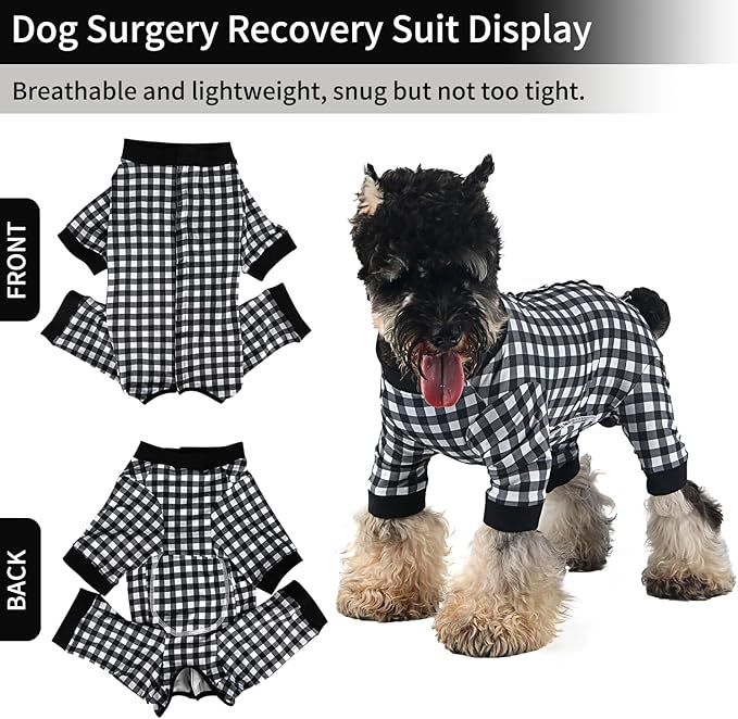 Dog Onesie for After Surgery Recovery Suit Pet Surgical Suit for Female Male Cone E-Collar Alternatives After Spay Abdominal Wounds Protector Dog Anti-Licking Onesie for Small Medium Dogs