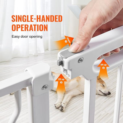 VEVOR 29.5-53" Extra Wide Safety Gate for Stairs, Auto Close Dog Gate for The House, Easy Install Pressure Mounted Pet Gates for Doorways, Easy Walk Thru Wide Safety Gate for Dog, White