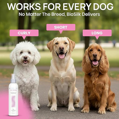 BioSilk for Dogs Detangling Spray with Shine Support, Lightweight Leave in Grooming Mist That Helps Smooth Coats, Detangle, and Add Shine Without Buildup, 8 Fl Oz - 6 Pack