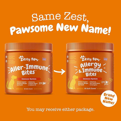 Zesty Paws Allergy Immune Bites - Dog Allergy Chews, Dog Probiotics for Itchy Skin and Ears, Lamb, Mini, 90ct
