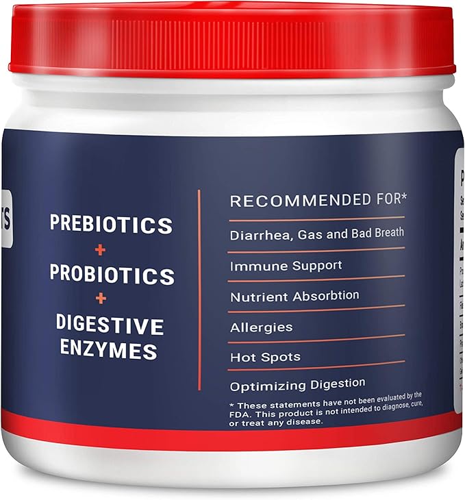 Geneflora Digestive Enzymes Prebiotics & Pet Probiotics for Dogs Powder, Cat, Rabbit, & Dog Probiotics for Digestive Support, 125 Grams, 2 Pack