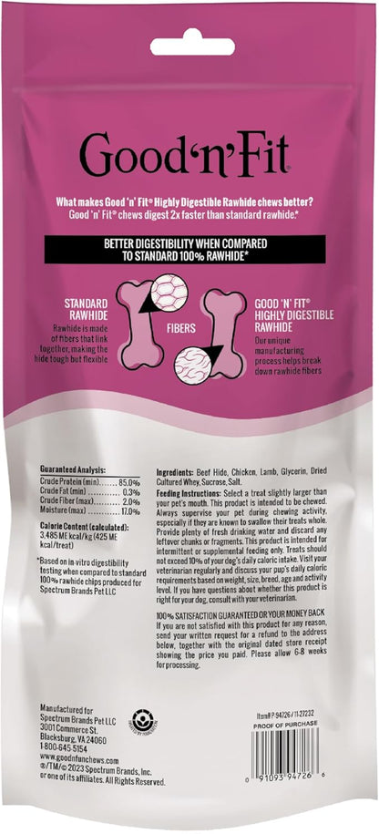 Good ‘n’ Fit Rolls Made with Real Lamb, 2 Large Rolls, Treat Your Dog to Long-Lasting and Highly Digestible Rawhide Chews