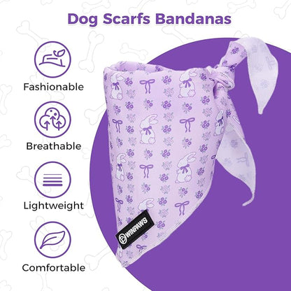 Dog Harness and Leash Collar Set with Dog Poop Bag Holder and Bandanas, Escape Proof Adjustable Puppy Cat Vest with Soft Mesh Padded, Pet Supplies for Small Medium Large Dogs Kitten(Purple, L)