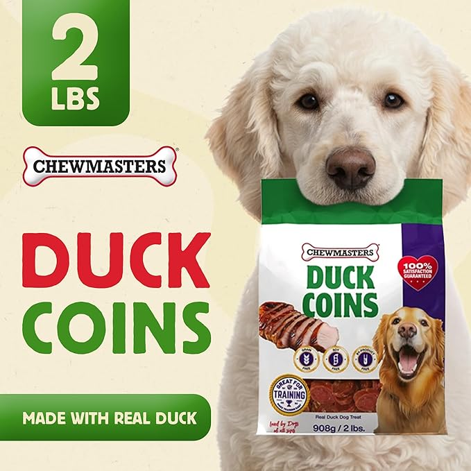 Chewmasters Duck Coins Training Treats for Dogs (32 oz) – Dog Training Treats – Healthy Rewards – Real Duck Meat Bites for All Breeds