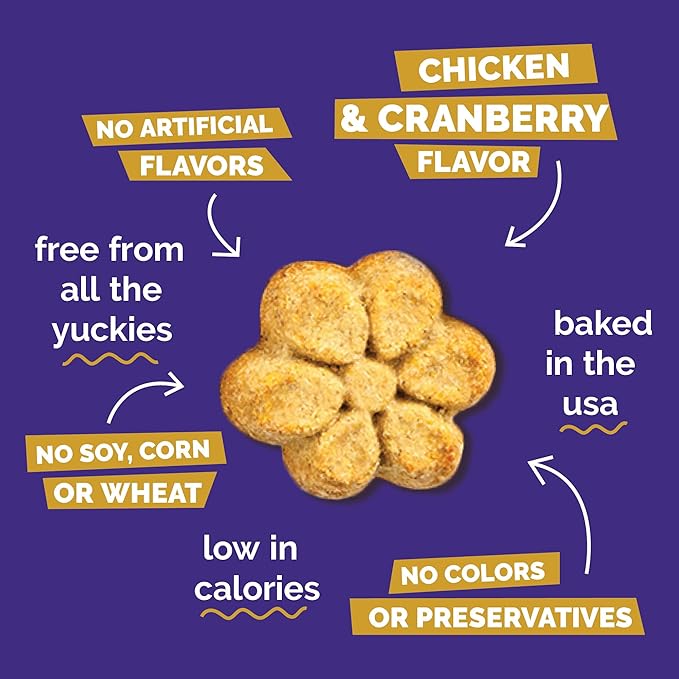 Fruitables Baked Dog Treats, Healthy Pumpkin Treat for Dogs, Low Calorie & Delicious, Made Without Wheat, Corn and Soy, Made in The USA, Allergy Friendly, Chicken and Cranberry Flavor, 7 oz