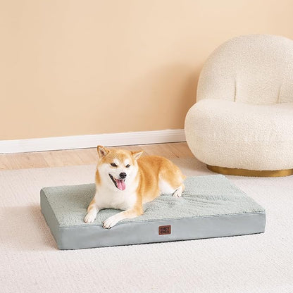 EHEYCIGA Washable Dog Beds for Extra Large Dogs, XL Dog Bed with Removable Cover for Crate, Orthopedic Foam Pet Bed Dog Mat Mattress Cushions for Extra Large Dogs, Greyish Green(41 x 27)
