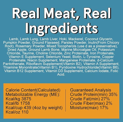 Real Meat Air Dried Dog Food w/ Real Lamb & Fish - Four 5lb Bag of Grain-Free Real Meat Dog Food Sourced from Free-Range Lamb & Ocean-Caught Fish - Digestible, All-Natural, & High-Protein Lamb & Fish