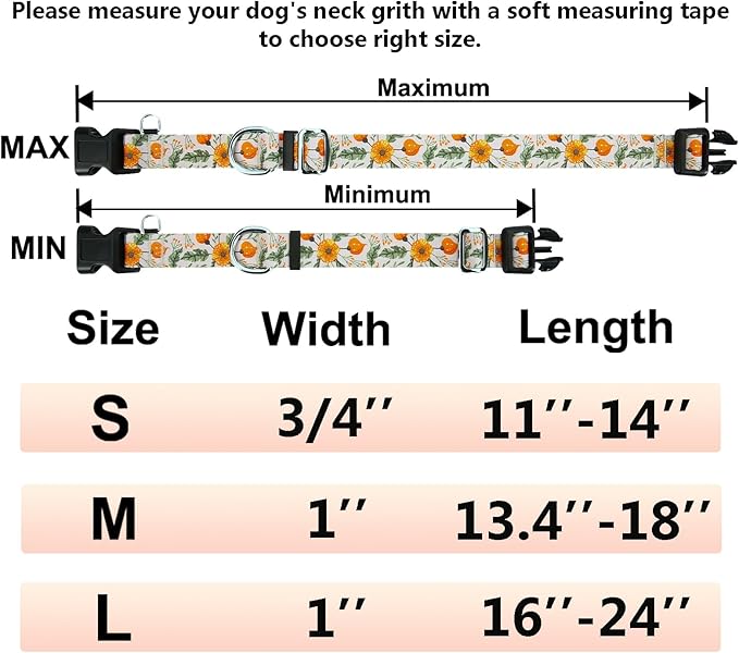 Martingale Collar for Dogs with Buckle Adjustable Nylon Slip No Pull Training Dog Collars (Beige Floral, Small)