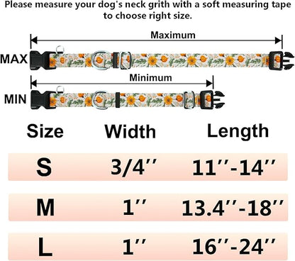 Martingale Collar for Dogs with Buckle Anti Pull Adjustable Nylon Limited Slip Training Dog Collars (Beige Floral, Medium)