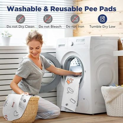 Washable Pee Pads for Dogs, Extra Large 72"x72" Super Absorbent Reusable Training Dog Pads, 100% Waterproof Non-Slip Dog Mat for Training, Whelping, Housebreaking, Incontinence, for Playpen, Crate