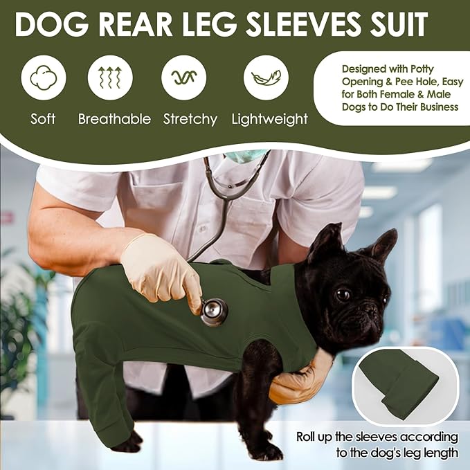 KOESON Breathable Recovery Suit for Dogs with Zipper to Stop Licking, Soft Dog Surgical Recovery Sleeve for Hind Legs, Strechy Pet Neuter/Spay Onesie, Large Dog Pant for Back Leg Wound Heal, XXXL