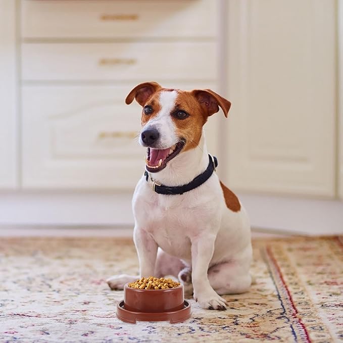 Milisten Pet Food Holder and Dog Bowl Pp Plastic Round Feeding Dish Brown for Puppy Feeding Station and Pet Supply