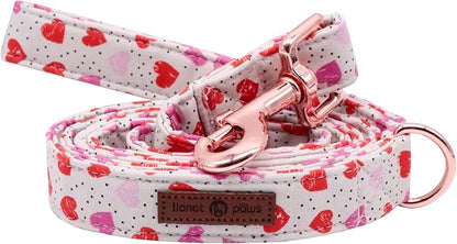 Lionet Paws Valentine's Day Leash Matching Collar for Small Medium Large Dogs