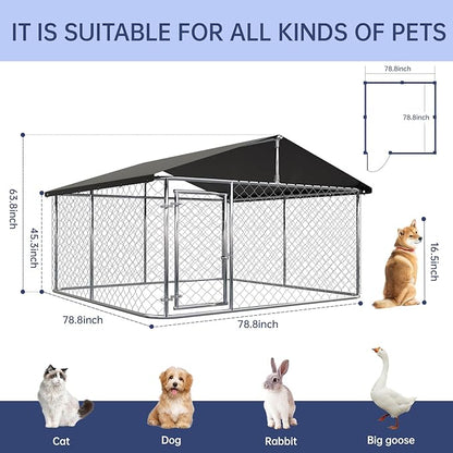 Petony Outdoor Dog Enclosure Heavy Duty Dog Kennel House Mesh Dog Big Cage Pet Kennel Steel Fence with Secure Lock
