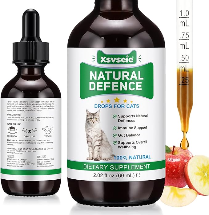 Antibiotics for Cats, Cat Antibiotics for Infections, Supports Immune & Cats Allergy Itch Relief, Health Supplies cat UTI Cat Multivitamin, 60ML