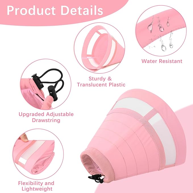 ASENKU Dog Cone Collar, Soft Adjustable Cone for Dogs to Stop Licking, Lightweight Recovery Dog Cone After Surgery, Pet E-Collar for Small, Medium & Large Dogs (Pink, M)