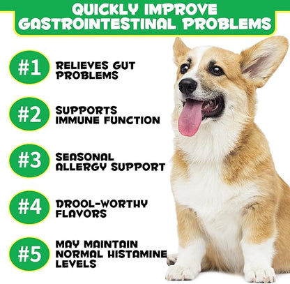 Probiotics for Dogs - Pre & Probiotic Digestive Treats for Dog, Support Gut Health, Seasonal Allergies, Itchy Ears, Dog Supplement Soft Chews, Immune Function Support for Dogs - 120pc/Duck Flavor