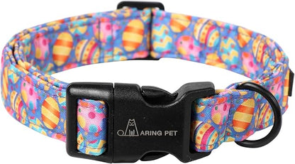 ARING PET Easter Dog Collar, Cute Purple Eggs Pet Collars with Quick Release Buckle for Puppy Small Medium Large Boy Girl Dogs-L