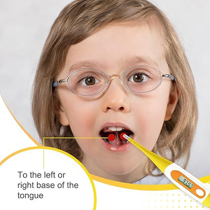 Easy@Home Digital Oral Thermometer for Fever Adults: Rectal, Underarm & Mouth, Accurate & Fast, Body Medical Temperature Thermometer for Baby Kids & Adult, EMT-021N-Yellow