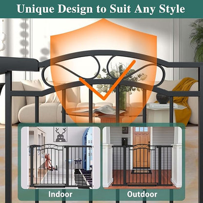Fairy Baby 76.4"-81.8" Extra Wide Baby Gate for Stairs Doorways, Pressure Mount Pet Gate Auto Close Safety Child Gate, Long Large Dog Gate Indoor for House, 77 78 79 80 81 Inches Wide, Black