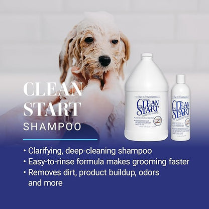 Chris Christensen Clean Start Dog Shampoo, Groom Like a Professional, Pro-Vitamin Deep Cleansing Formula, Preserves Natural Oils, Removes Build Up from Other conditioners, All Coat Types, Made in USA