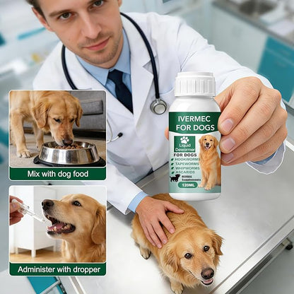 lvermect Dewormer Liquid for Dogs, Broad Spectrum for All Wormer, Pin Worms, Hookworms, Lung Worms, Round Worms