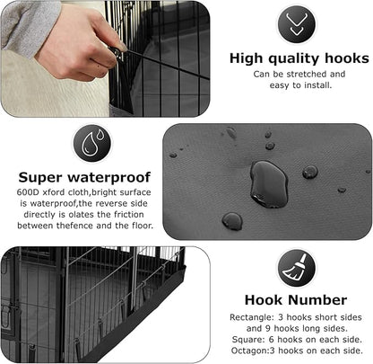 PJYuCien Dog Playpen Bottom Pad, Fits 24 Inch Width 8 Panels Regular Octagon Metal Exercise Pet Playpen, Black (Note:Playpen Not Included)