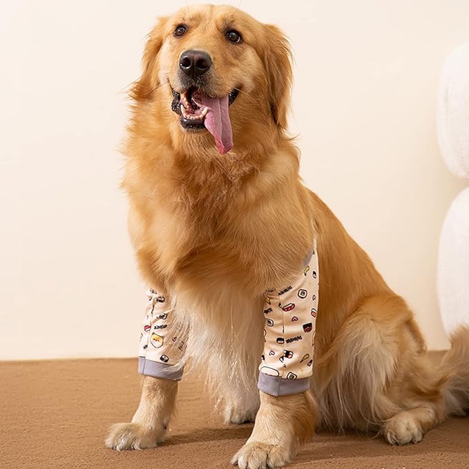 HDKUW Dog Front Leg Braces Recovery Sleeve, Pet Knee Brace Wounds Protector for Medium Large Dog Yellow L