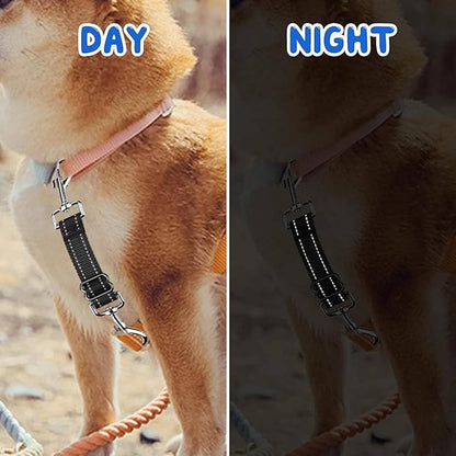 Prong Collar Safety Clip,Dog Safety Clip Dog Harness Connector, Adjustable Reflective Nylon Backup LeashClip Harness Leash Connector Backup Clasp (Thickening Purple)