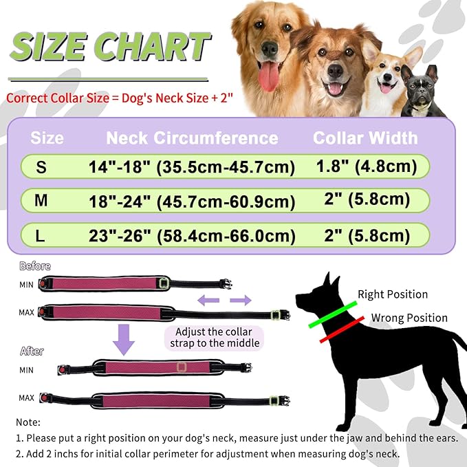 Martingale No Pull Dog Collar for Large Medium Dogs Training Walking, Heavy Duty Nylon Reflective Adjustable Anti Pull Slip Collar with Buckle M Wine Red