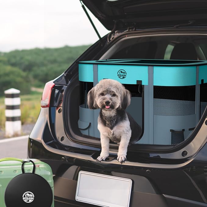 Puppy Playpen Cat Dog Crate: Play Pen Indoors Pet Playpens Portable Foldable Cage Kennel House for Medium Small Large Kitten Rabbit Guinea Pig Hamster with Food Bowl (Grey, L, 1)