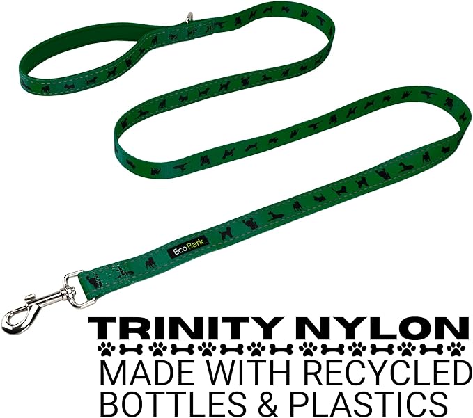 EcoBark Dog Leash - Soft & Reflective Comfort Leash with Padded Handle - Strong Durable Heavy Duty - Training and Pulling for Small, Medium or Large Dogs (Forest Green)