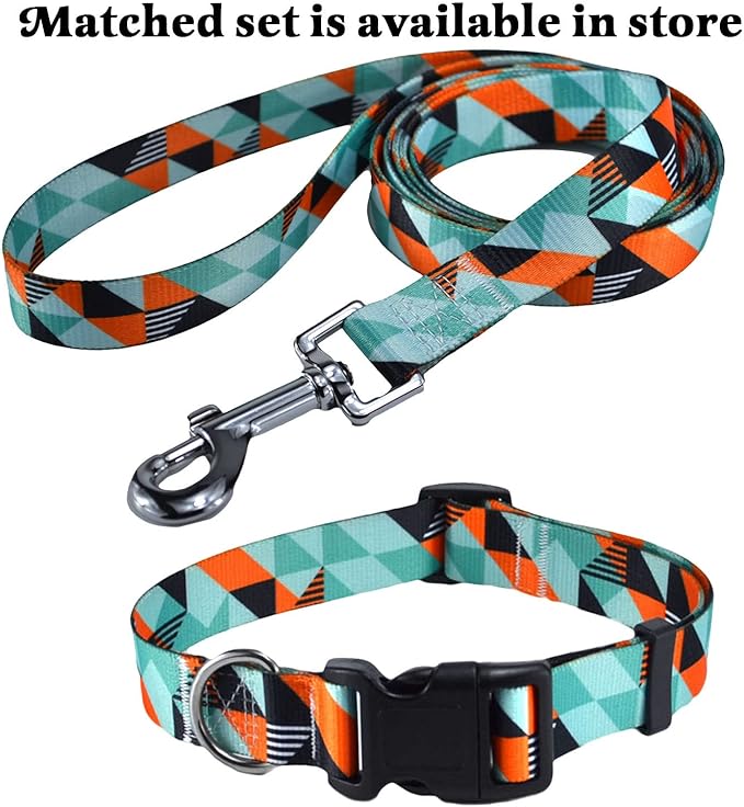 Mihqy Dog Collar with Bohemia Floral Tribal Geometric Patterns - Soft Ethnic Style Collar Adjustable for Small Medium Large Dogs（Geometry,S）