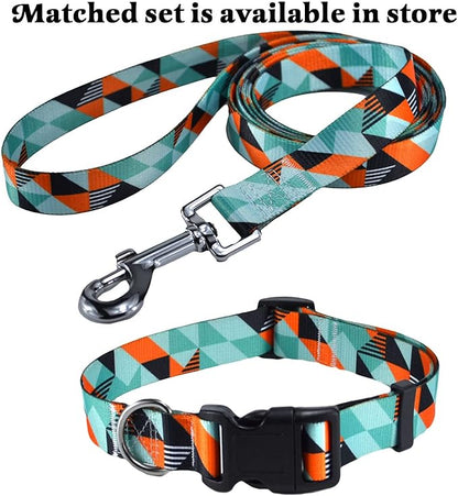 Mihqy Dog Collar with Bohemia Floral Tribal Geometric Patterns - Soft Ethnic Style Collar Adjustable for Small Medium Large Dogs（Geometry,S）