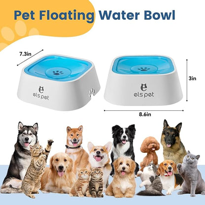 Dog Water Bowl no Spill, 35oz Slow Water Bowl for Dogs, BPA-Free, Anti-Splash & No-Slip Design, 1L Vehicle Carried Travel Spill Proof Pet Bowls, for Small Medium Cats and Pets. (Blue, 1L)