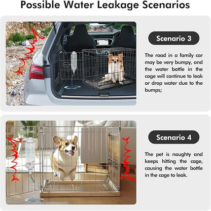 Vannon Dog Water Dispenser for Cage, 15oz Auto Feeding Crate Water Bottle for Dogs, Cats & Rabbits, Pet Nozzle Diameter: 12mm, BPA Free, Grey