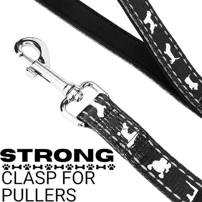 EcoBark Dog Leash - Soft & Reflective Comfort Leashes with Padded Handle - Safe, Strong, & Durable for Small, Medium or Large Dogs (Black)