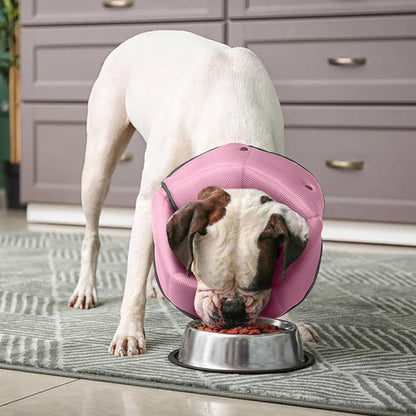 Dog Cone Collar After Surgery,Adjustable Soft Dog Recovery Collar to Stop Licking Wounds,Comfortable Light-Weight Elizabethan Collar for Dogs Anti-Bite Lick Protective Wound,Pink,L