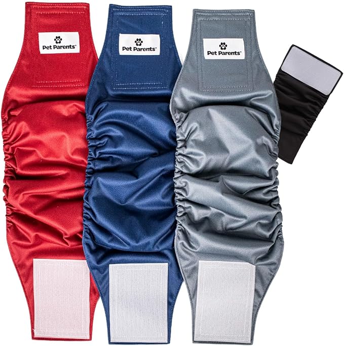 Pet Parents® Washable Belly Bands for Male Dogs (3pack) + Extendrs® of Durable Dog Diapers Male, Premium Male Dog Diapers & Dog Wraps (Medium, Kingsmen)