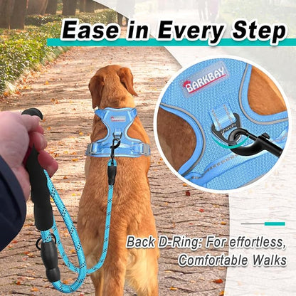 BARKBAY Dog Harness No Pull Mesh for Large Dogs - Adjustable, Reflective, Comfortable, No Choke, Heavy-Duty - Perfect for Outdoor Training, Walking, and Hiking-Strong & Durable- XL & Blue Mesh