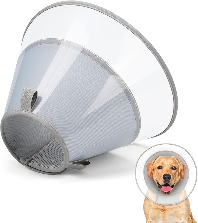 Dog Cone Collar with Soft Liner to Stop Licking, Elizabeth Recovery Collar After Surgery for Large Medium Dogs, Comfortable Pet Head Cone Alternative for Neutering Spay Injury (L)
