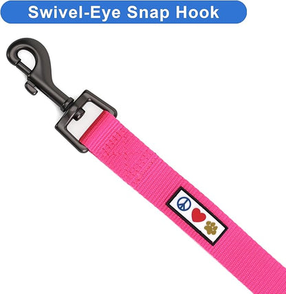 Pawtitas Personalized 6 ft Pink Dog Leash XXS/Cat Custom Name and Phone Embroidery Strong Nylon Leash for Small Breeds