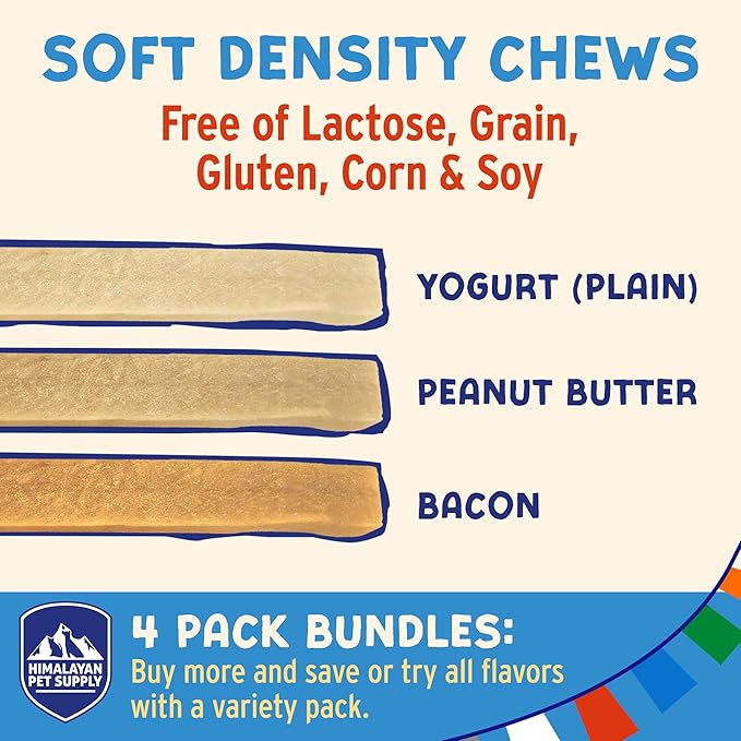 Himalayan Dog Chew Yogurt Sticks, Bacon Flavored, Dog Treats With Prebiotics, Probiotics & Protein, Digestive Support, Lactose & Gluten Free, Natural Dog Treat for All Breeds, Made in America, 5 Count