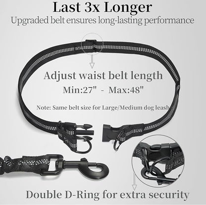 iYoShop Hands Free Dog Leash with Zipper Pouch, Dual Padded Handles and Durable Bungee for Walking, Jogging and Running Your Dog (Colorful Small Flower, Large)