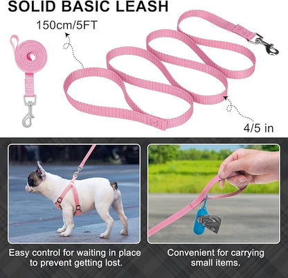 BEAUTYZOO Step in Dog Harness Collar and Leash Set for Small Medium Large Dogs, No Pull No Choke Puppy Harness, Soft Mesh Reflective Pet Padded Vest Adjustable for Doggie Girl or Boy,French Bulldog