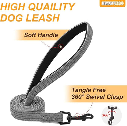 BEAUTYZOO No Pull Dog Harness Large, Adjustable Dog Harness and Leash Set -Easy Wearing with 3 Buckles/Control Handle,No Choke Soft Padded Reflective Pet Vest for Training Walking Hiking,Grey S